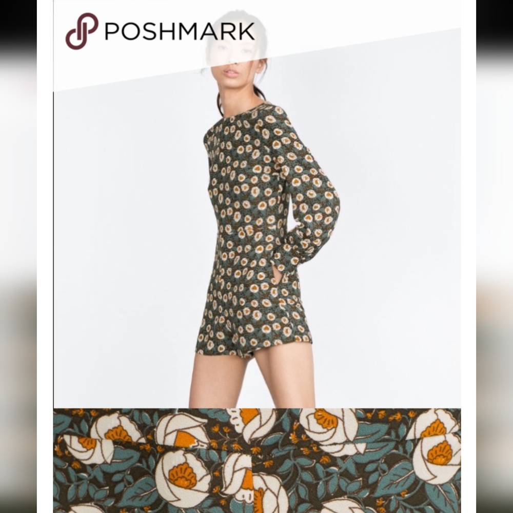 Zara long sleeve romper floral art nouveau